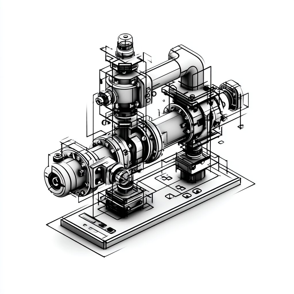 système hydraulique maritime avec moteur, pompe et contrôles sur baseplate