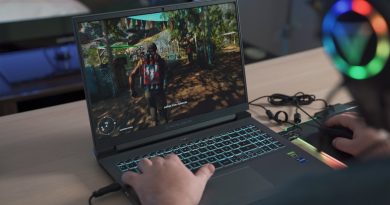 a person playing a video game on a laptop